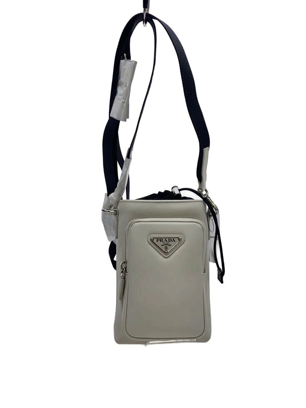 Prada Phone Case Shoulder Bag Leather White